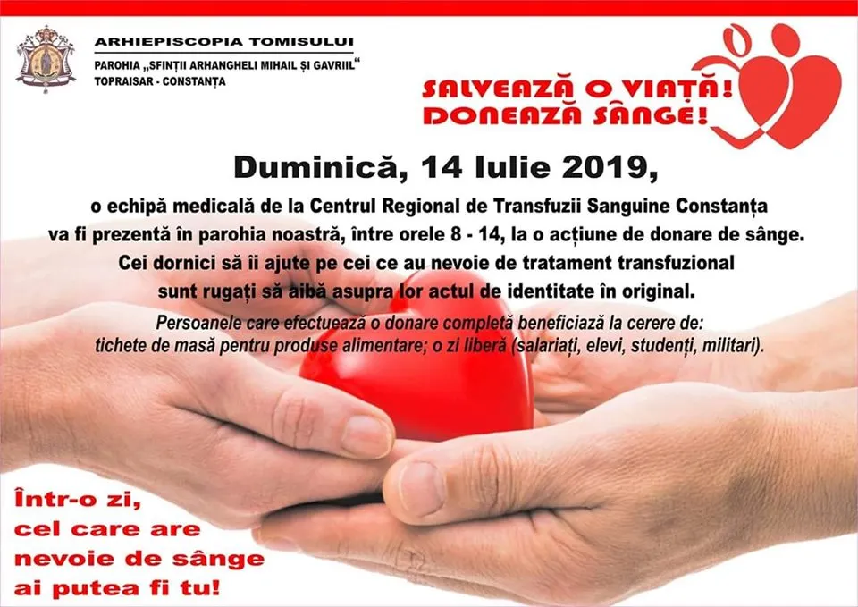 Donare de sânge la parohia din Topraisar