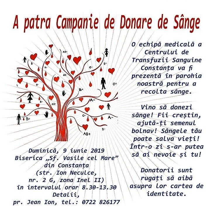 Donare de sânge la biserica „Sf. Vasile cel Mare” din Constanța