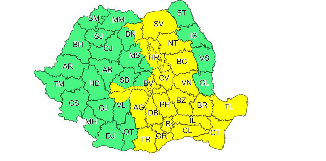 Cod galben de vreme rea la Constanța până la ora 23:00!