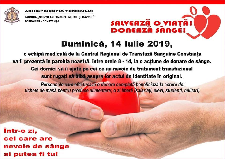 Donare de sânge la parohia din Topraisar