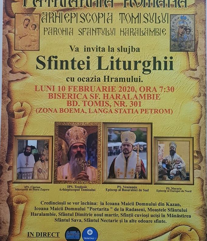 Hram cu patru ierarhi la biserica „Sfântul Haralambie” din Constanța