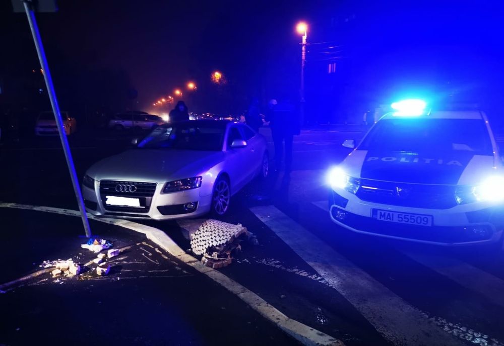 Scandal la Constanța: autoturism blocat și distrus în trafic