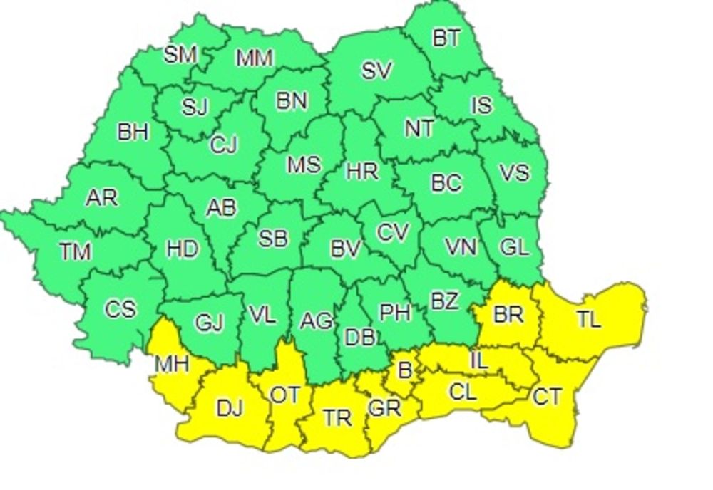 Cod galben pentru Constanța până pe 5 august