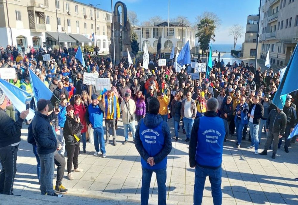 PROTEST AL ANGAJAȚILOR DE LA ȘANTIERUL NAVAL DIN MANGALIA