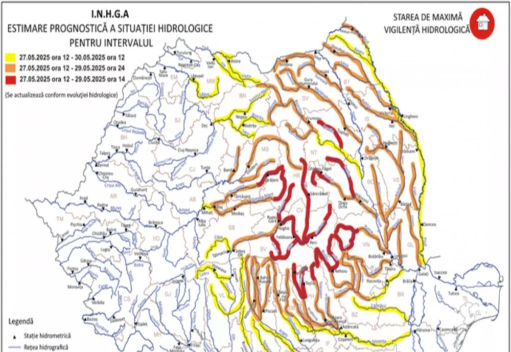 HIDROLOGII AU EXTINS CODUL ROȘU DE INUNDAȚII PENTRU JUDEȚELE DIN TRANSILVANIA, MOLDOVA ȘI MUNTENIA