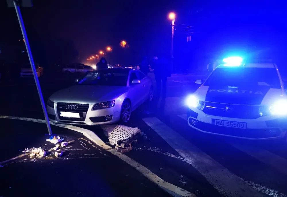 Scandal la Constanța: autoturism blocat și distrus în trafic