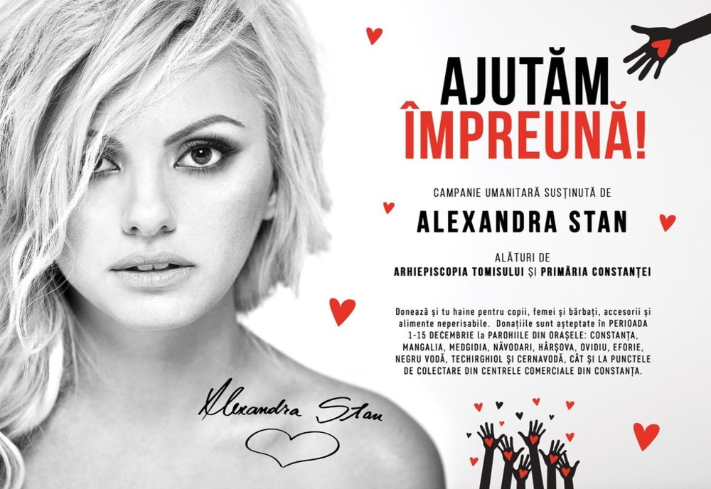 Alexandra Stan demarează campania „Ajutăm Împreună” alături de Arhiepiscopia Tomisului și Primăria Constanța