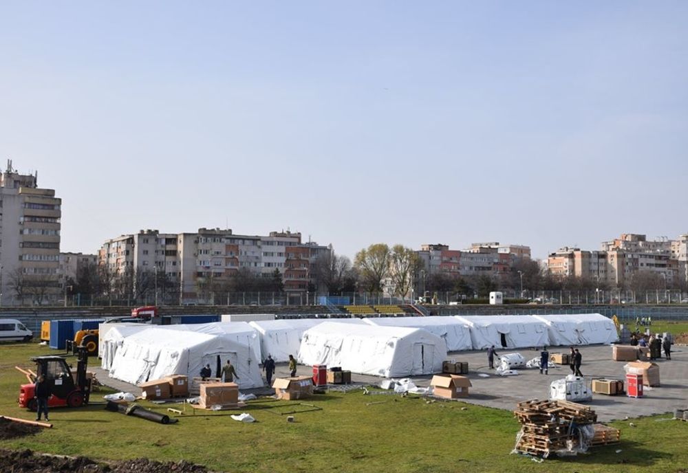 FOTO| Sistemul Medical Modular de Intervenție și Tratament de pe Stadionul Portul va avea 55 de paturi 