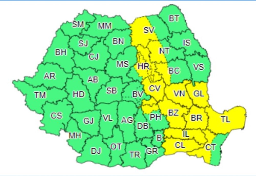 Cod galben de vreme instabilă și disconfort termic