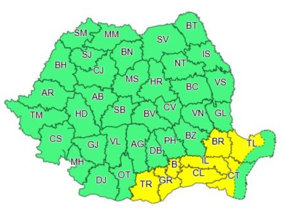 Cod galben de NINSORI în Capitală și 7 județe