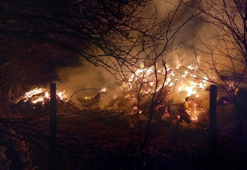 FOTO| Intervenţie dificilă la un incendiu în Oltina. Pompierii au stins flăcările după şapte ore