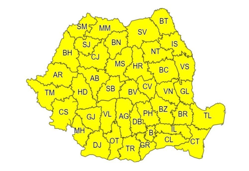 Cod galben de intensificări ale vântului, ninsori și viscol la munte