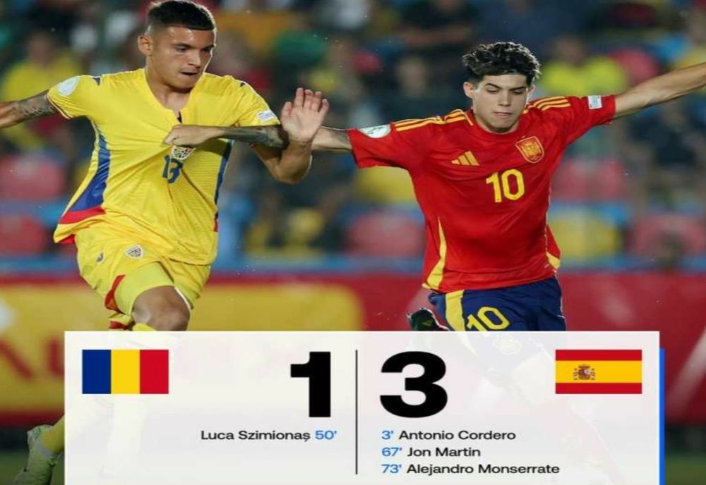 FOTBAL: ROMÂNIA, ÎNVINSĂ DE SPANIA CU 1-3, LA CAMPIONATUL EUROPEAN UNDER-19